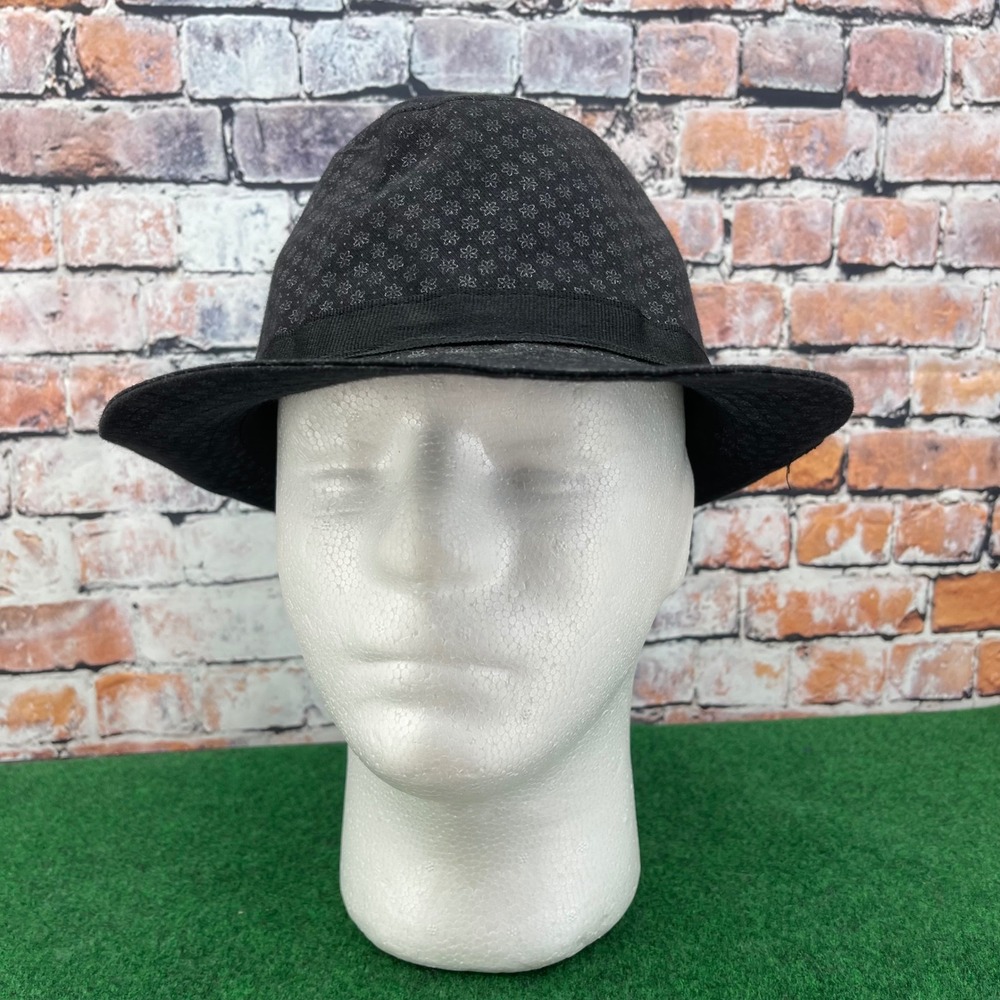Fedora Hat Mens One Size Black Floral Cotton Trilby Style Unbranded RN 17730
